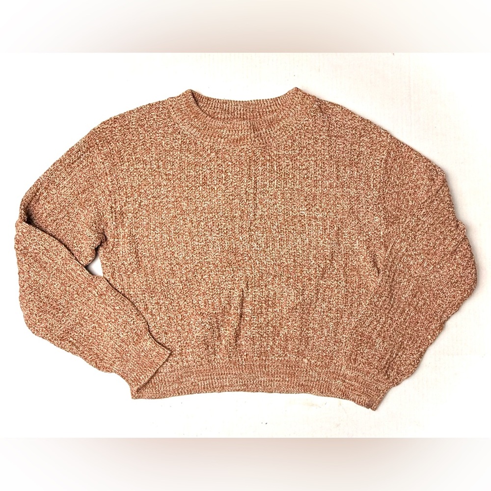 Universal Thread Women’s Medium Brown Heather Chunky Knit Sweater Shirt Cropped